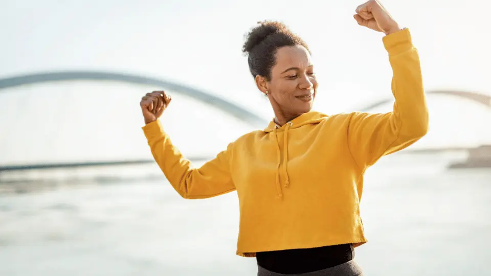 A women is happy with her gains