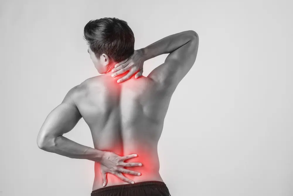 A man is experiencing pain due to not having any rest days.