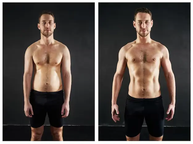 A man’s body physique before cutting phase