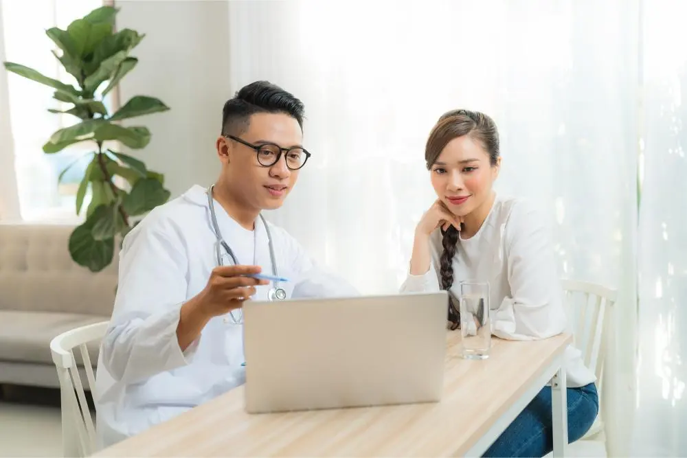 Consultation of physician in aesthetic clinic