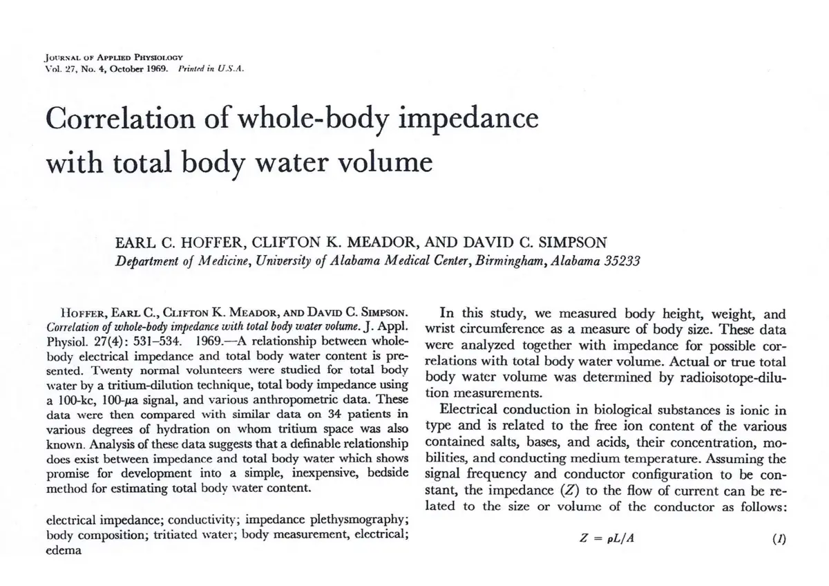 Proving that Total Body Water is Highly Correlated with Impedance