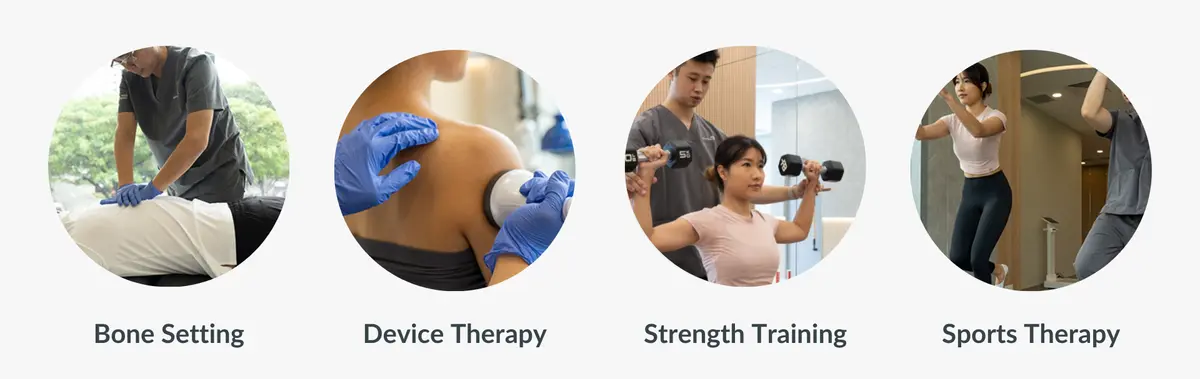Western Therapies like bone setting, device therapy, strength training and sports training