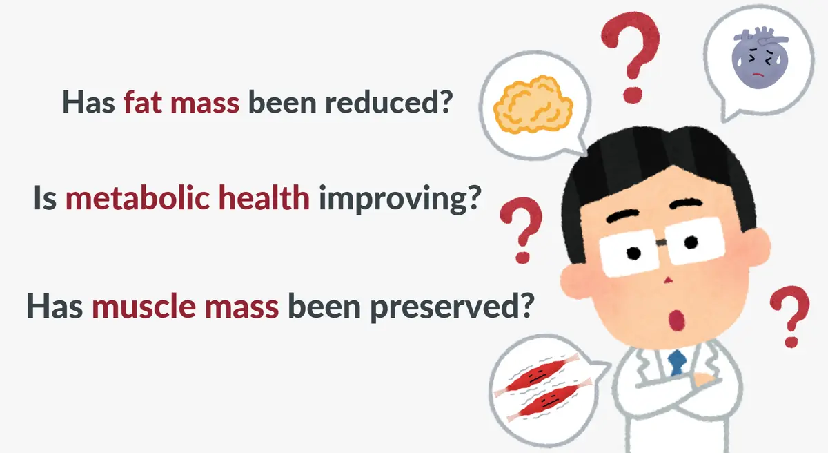 Doctor thinking about the body composition changes after weight loss programs