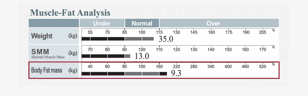 Body Fat Mass in InBody Result Sheet